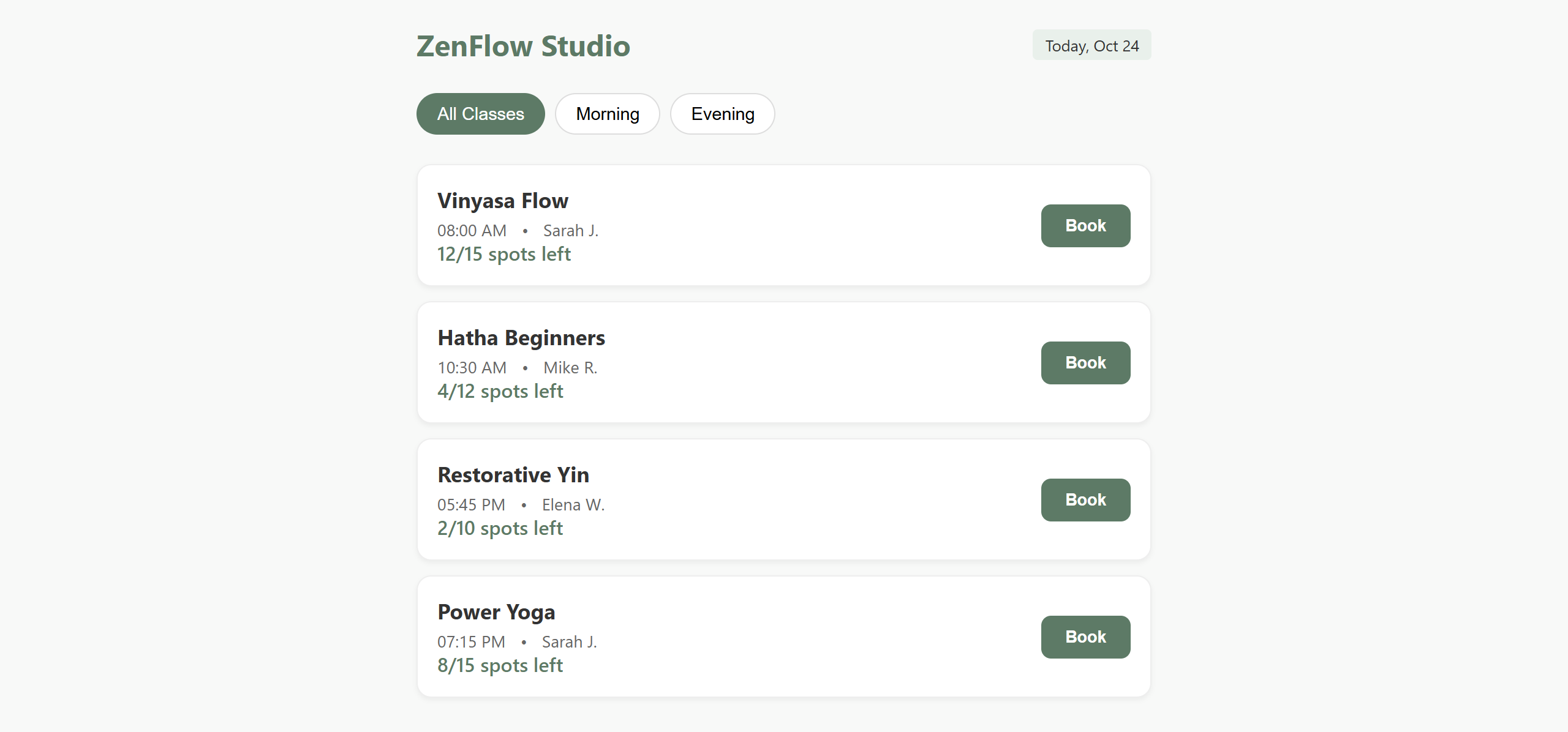 ZenFlow Studio, the interface generated from the prompt shown on its page
